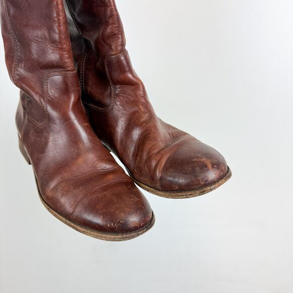FRYE Melissa Button Leather Riding Boots Brown Leather - 8 8B - Picture 2 of 10